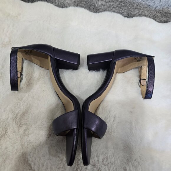 Naturalizer Vera Metallic French Navy Leather Ankle Strap Dress Sandals 6.5 NEW - Picture 11 of 11